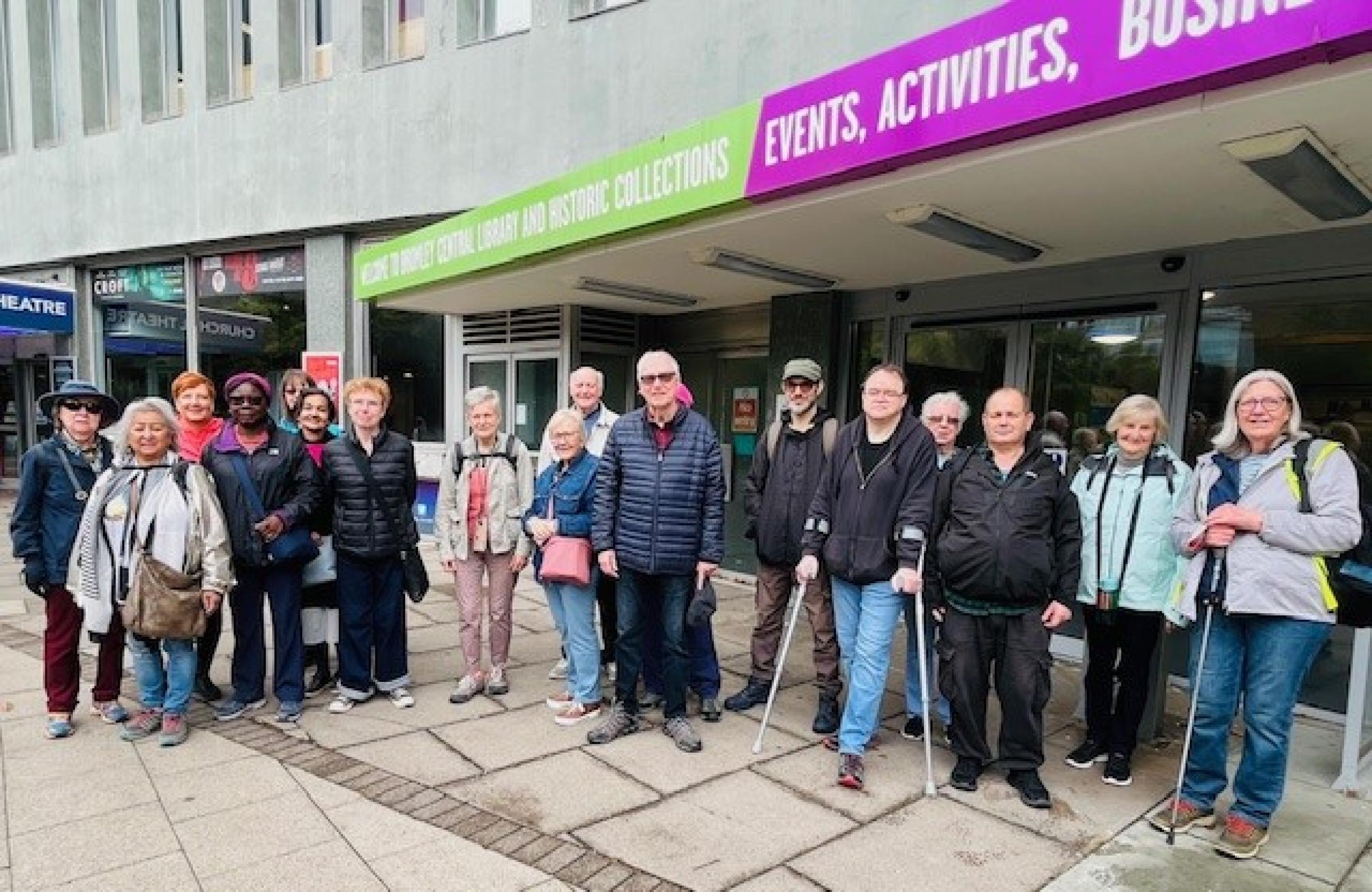 Walking Group outside Churchill Theatre